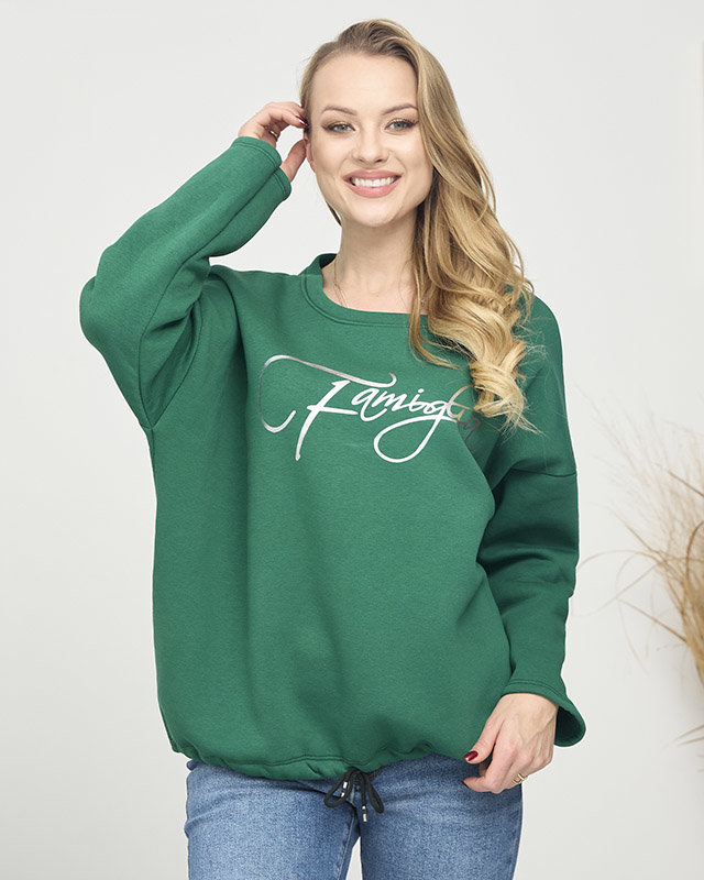 Sieviešu džemperis ar uzrakstu tumši zaļā krāsā - Apģērbs