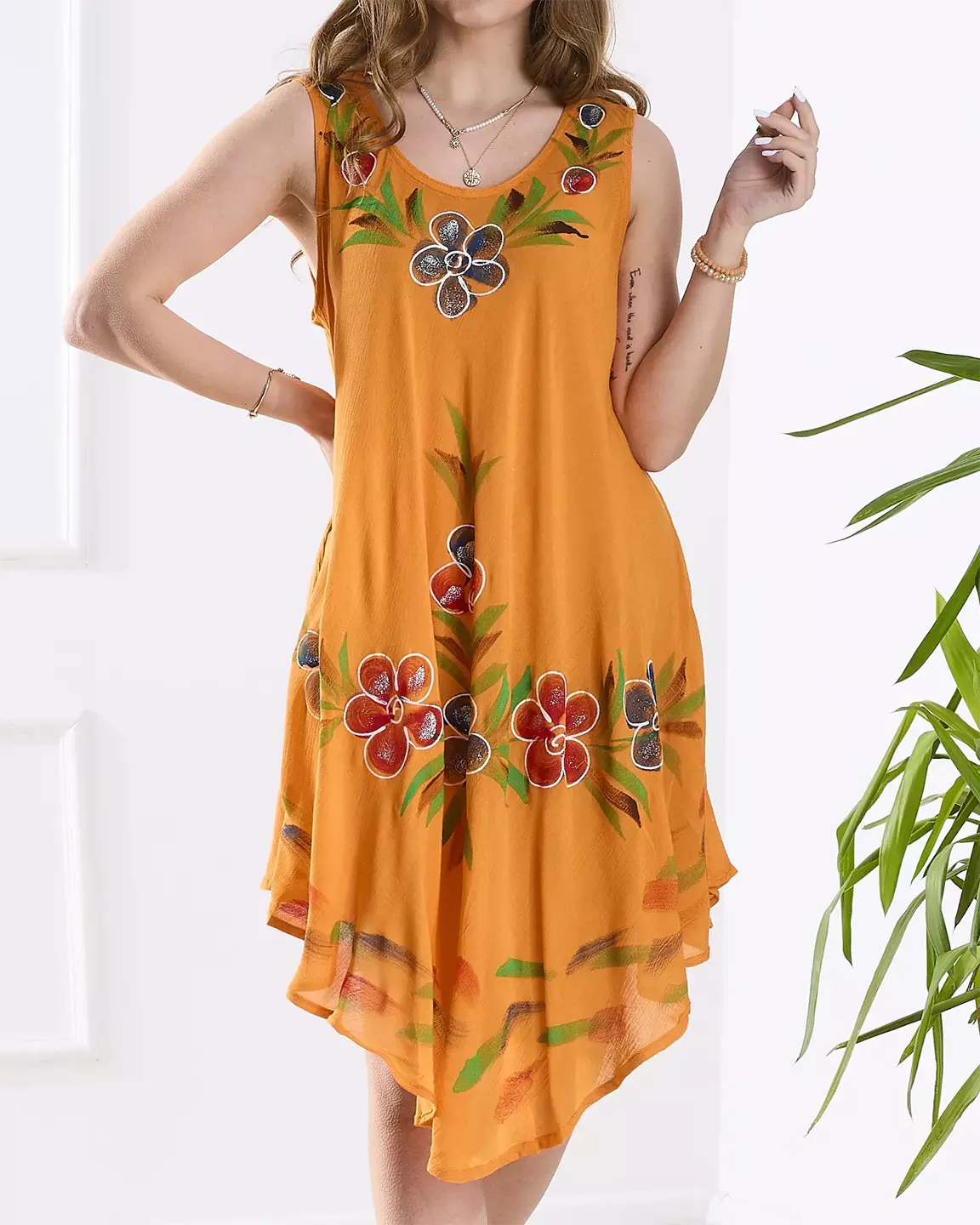 Sieviešu oranža ziedu kleitas tipa pārklājs - Apģērbs