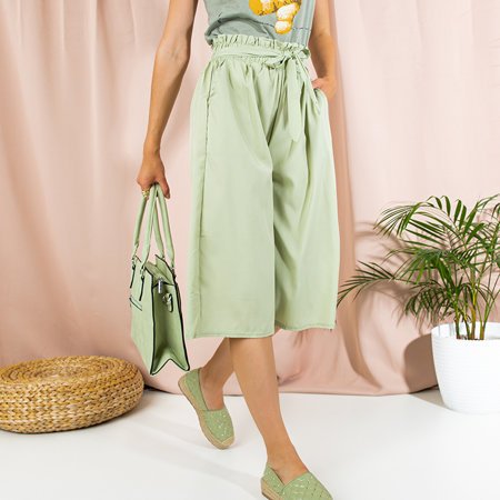 Sieviešu zaļi plati šorti ar kabatām - Apģērbs