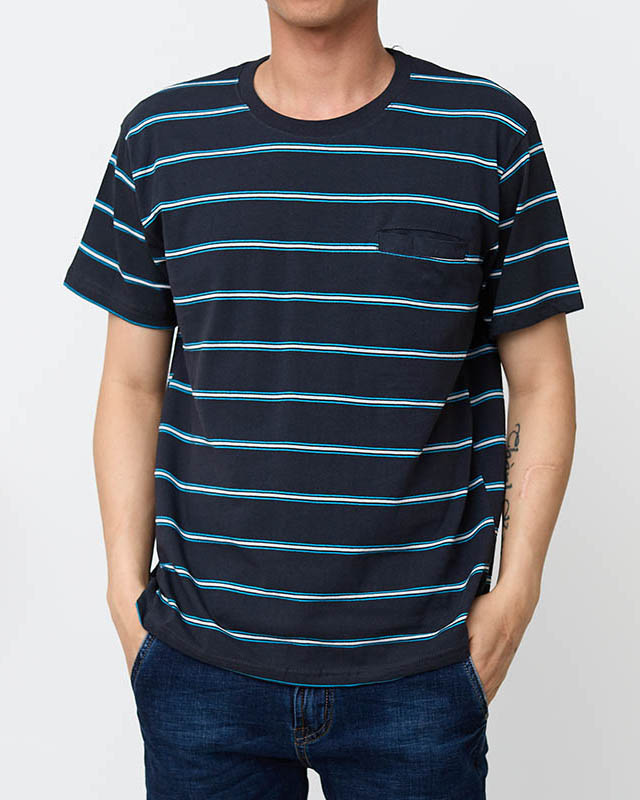 Tumši pelēks vīriešu kokvilnas svītrains T-krekls - Apģērbs