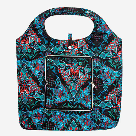 Tumši zils salocīts iepirkumu maisiņš ar krāsainu rakstu maku - Aksesuāri