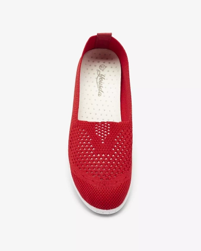 Apaļas sarkanas krāsas auduma slip on kedas Sadola - Apavi