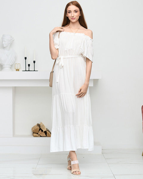 Balta sieviešu midi kleita ar atvērtu muguru - Apģērbs