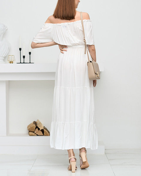Balta sieviešu midi kleita ar atvērtu muguru - Apģērbs