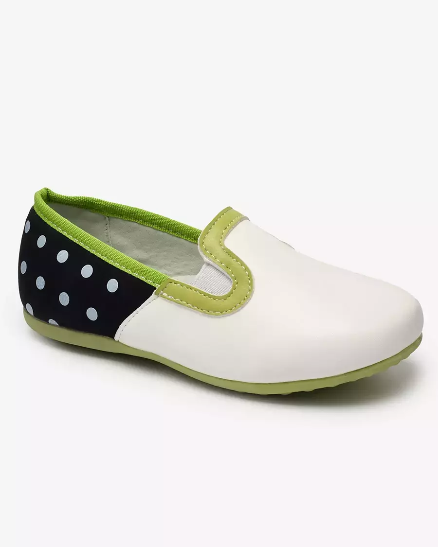 Balti meiteņu pusapavi no eko ādas ar zirnīšu apdruku Rellme- Footwear