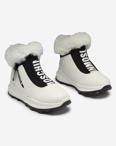 Balti sieviešu siltināti zābaki ar kažokādu Scherr- Footwear