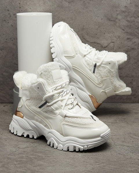 Balti sieviešu sporta apavi ar kažokādu Sagglo- Footwear