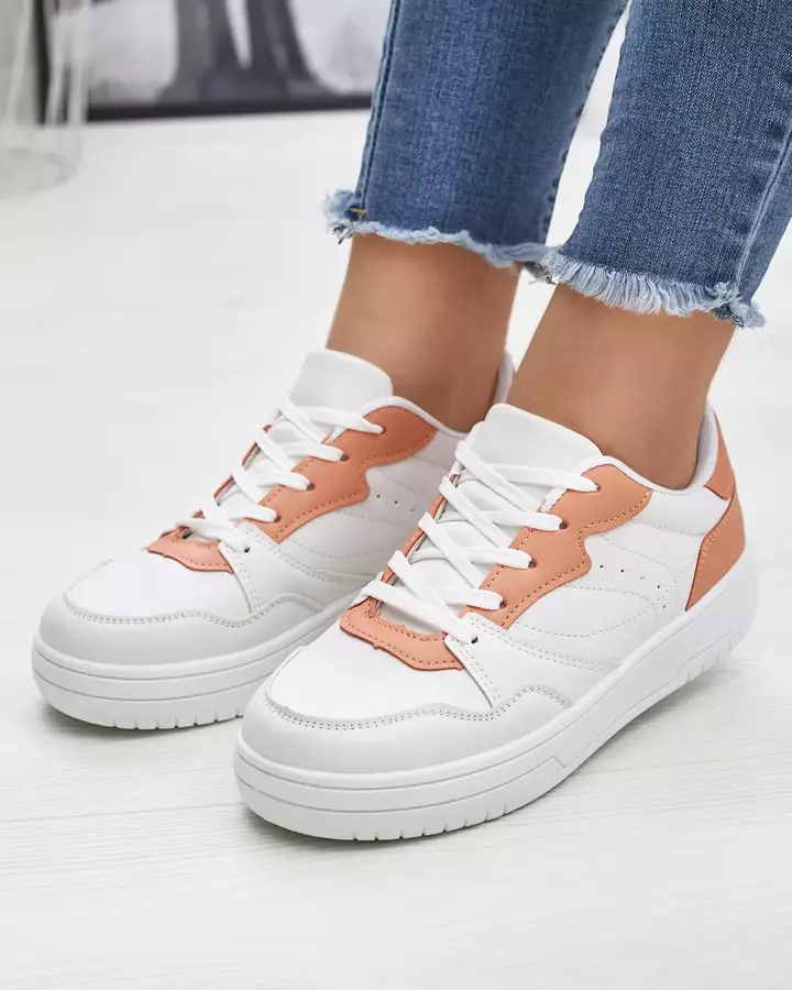 Balti sieviešu sporta apavi ar oranžiem ieliktnīšiem Tercua- Footwear