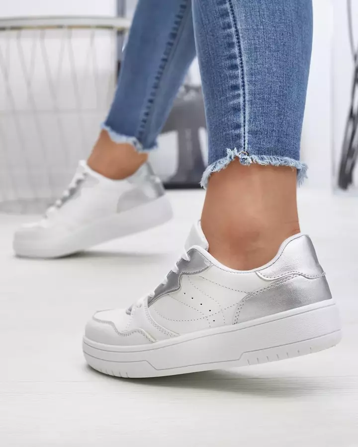 Balti sieviešu sporta apavi ar sudraba ieliktnīšiem Tercua- Footwear