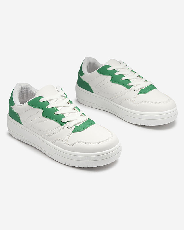 Balti sieviešu sporta apavi ar zaļiem ieliktnīšiem Tercua- Footwear