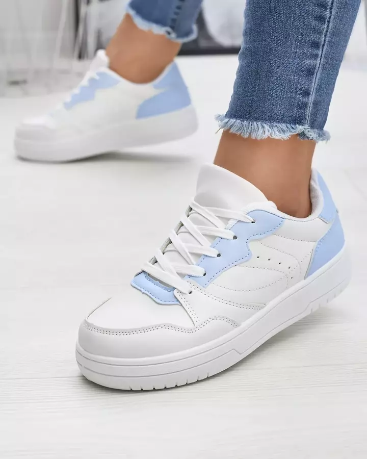 Balti sieviešu sporta apavi ar ziliem ieliktņiem Tercua- Footwear