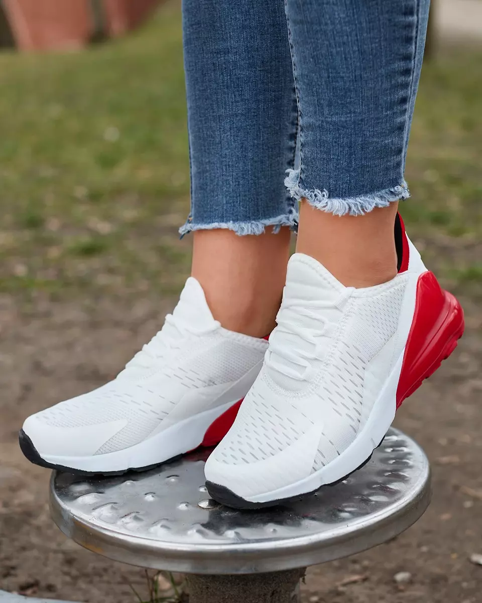 Balti un sarkani sieviešu auduma sporta apavi Tayrio- Footwear