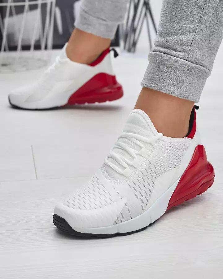 Balti un sarkani sieviešu auduma sporta apavi Tayrio- Footwear