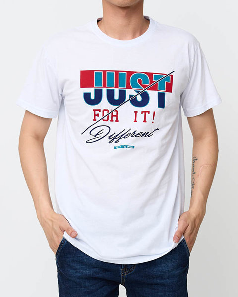 Balts moderns vīriešu t-krekls ar apdruku - Apģērbs