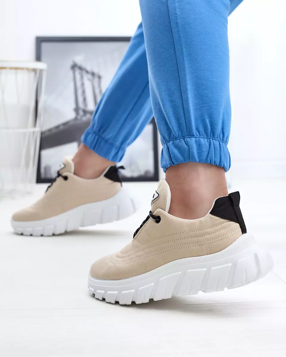 Bēšas krāsas sieviešu auduma sporta apavi Riotay- Footwear