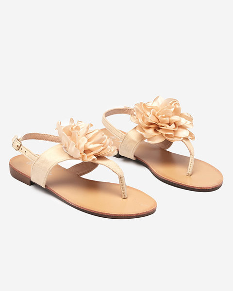 Bēšas sieviešu sandales ar ziedu Nerikala - Apavi