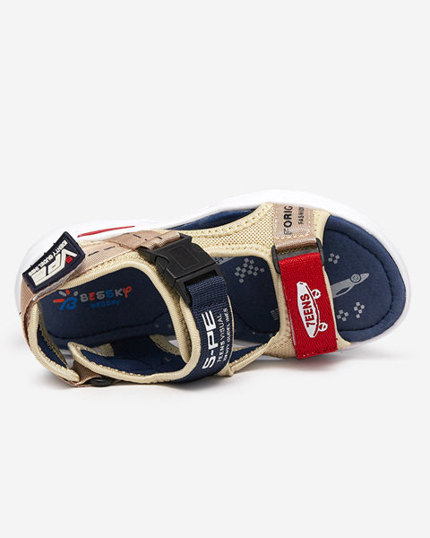 Bēšas un tumši zilas zēnu sandales ar Velcro Elbrusia - Footwear