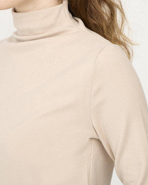 Bēšs sieviešu džemperis ar pusgriezuma apkakli - Apģērbs