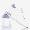 Białe buty sportowe na krytym koturnie z niebieskimi wstawkami Sliomenea - Obuwie