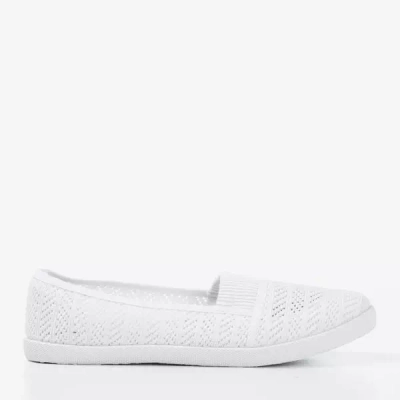 Białe damskie ażurowe slip-on Ticolisa - Obuwie