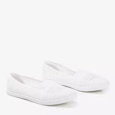 Białe damskie ażurowe slip-on Ticolisa - Obuwie