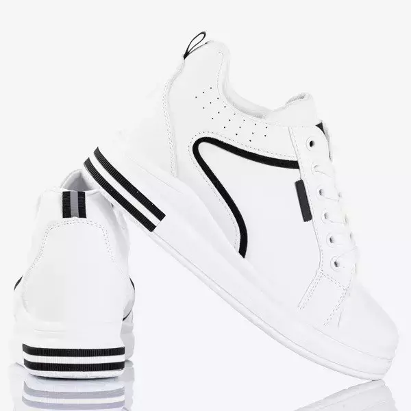 Biało-czarne damskie sneakersy na krytym koturnie Marcja - Obuwie