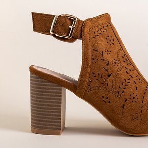 Brūnas sieviešu ažūra sandales uz statņa Jasmines - Shoes