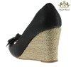 Czarne sandały na koturnie Rocia - Obuwie