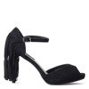 Czarne sandały z frędzelkami Fredineas - Obuwie