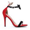Czarno-czerwone sandały z kokardą Rokarde - Obuwie