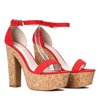 Czerwone sandały na słupku Venia - Obuwie
