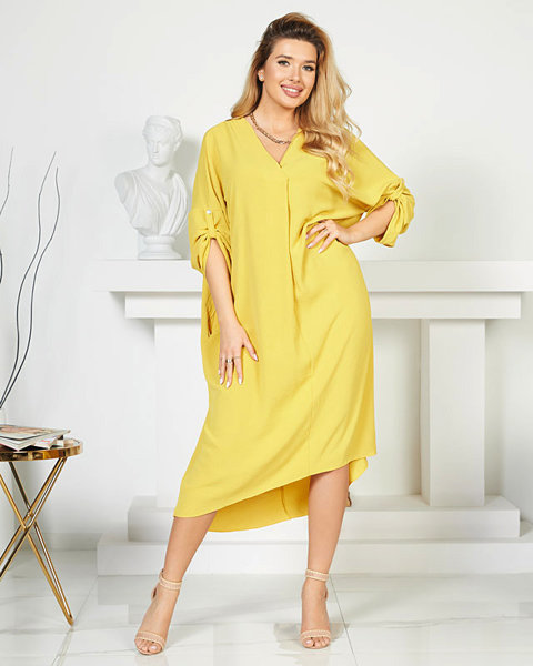 Dzeltena sieviešu oversize midi kleita - Apģērbs