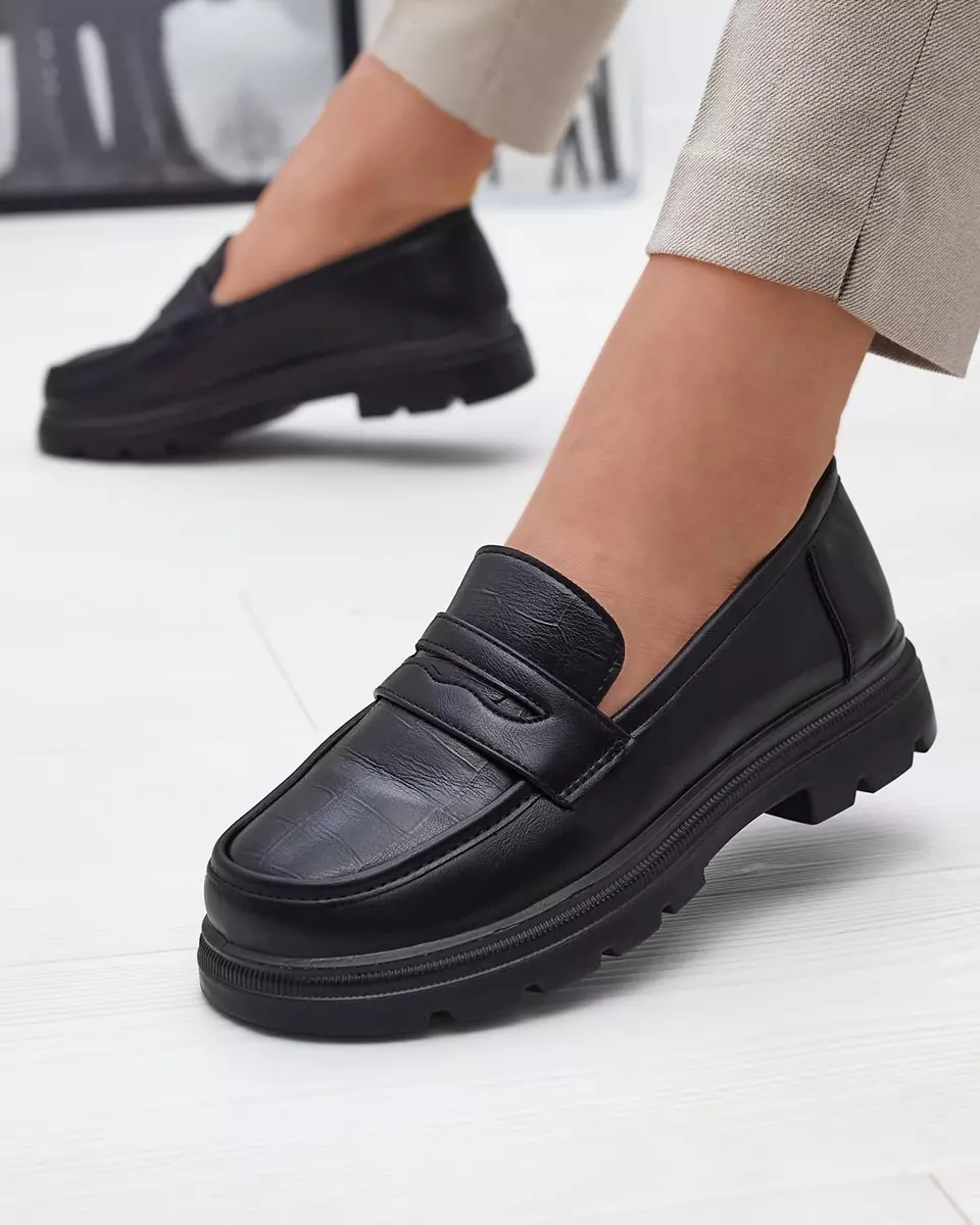 Eko ādas sieviešu mokasīni melnā krāsā Raffiv- Footwear