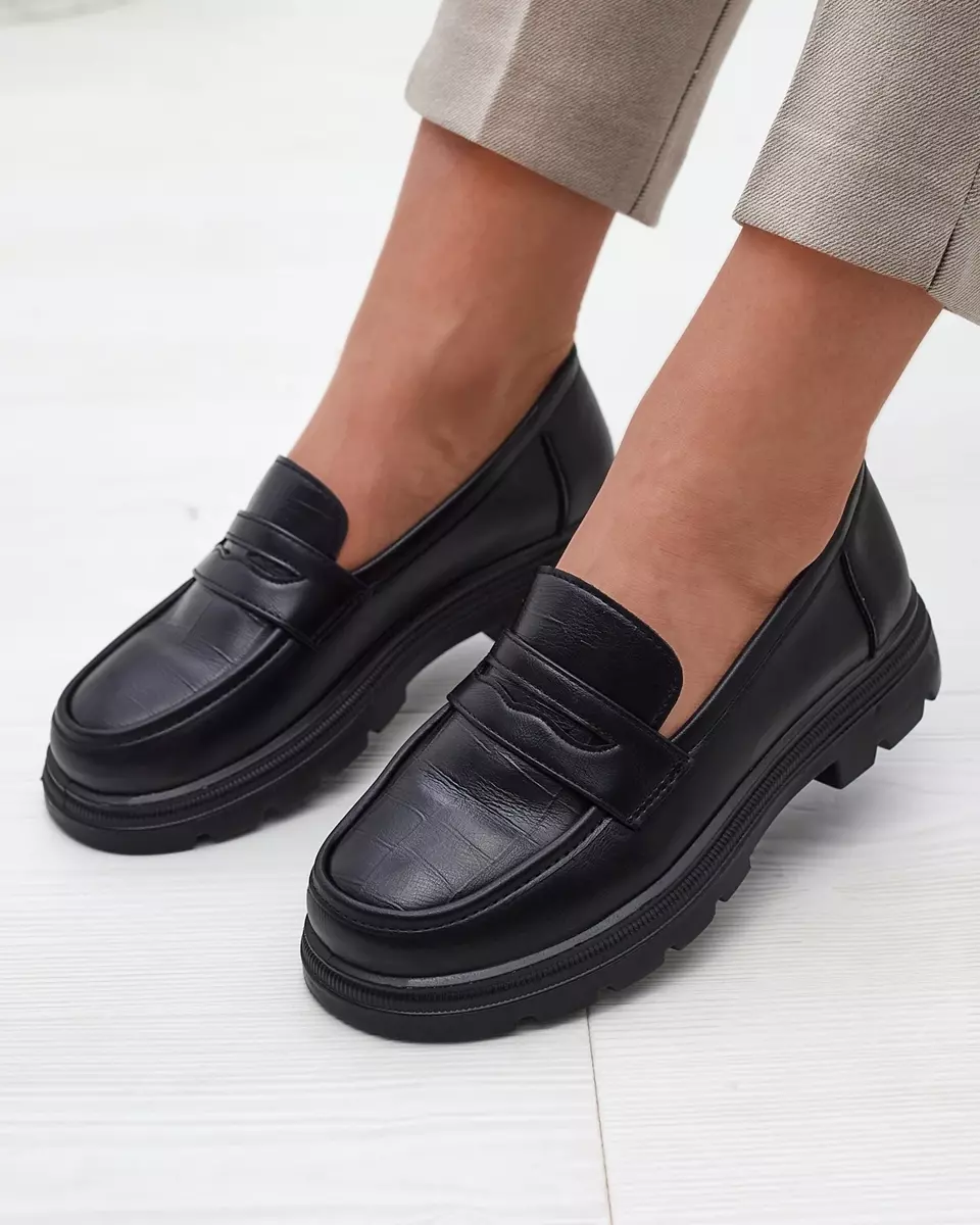 Eko ādas sieviešu mokasīni melnā krāsā Raffiv- Footwear