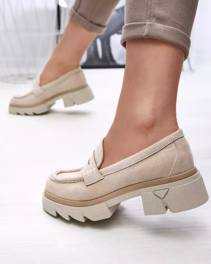 Eko zamšādas smilškrāsas mokasīni sievietēm Zirraf-Footwear