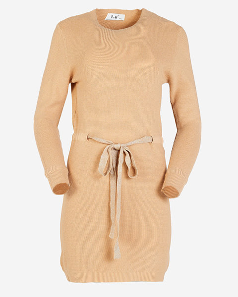 Gaiši brūna sieviešu džempera tunika ar stāvapkakli - Apģērbs
