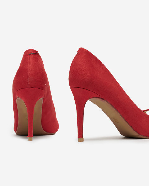 Klasiski sarkani sieviešu stiletto kurpes ar stiletto degunu Qermii-Footwear
