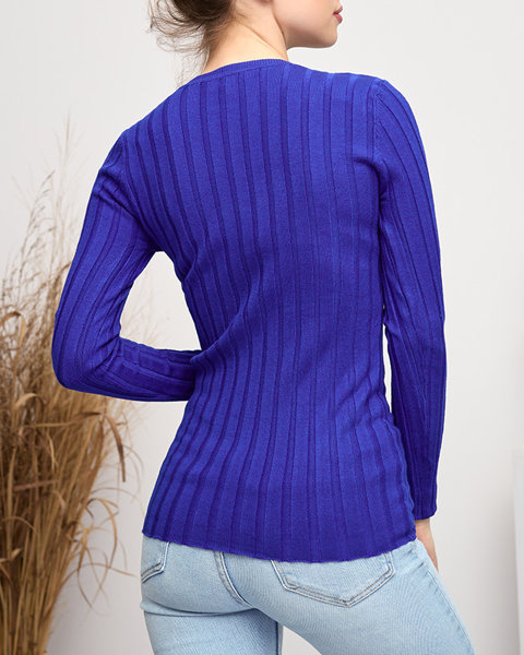 Kobalta sieviešu džemperis ar V veida kakla izgriezumu - Apģērbs