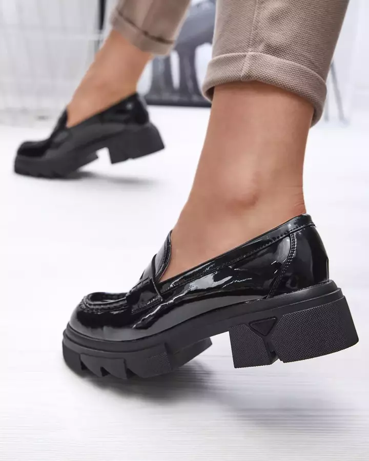 Lakēti melni mokasīni sievietēm Tygriss- Footwear