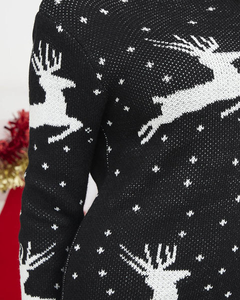 Melna sieviešu džempera stila kleita ar Ziemassvētku apdruku - Apģērbs