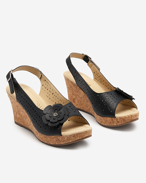 Melnas ažūra sieviešu sandales Guliom - Footwear