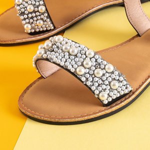 Melnas sieviešu sandales ar Rosiea krellēm - Apavi