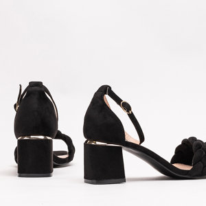 Melnas sieviešu sandales ar dekorētu jostu Venesi - Apavi