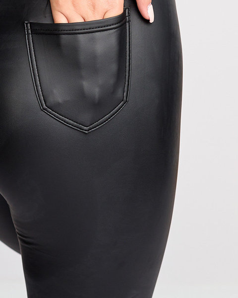 Melni eko-ādas legingi ar rāvējslēdzēju - Apģērbs