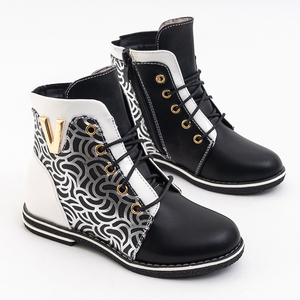 Melni meiteņu zābaki ar dekoratīvu augšdaļu Frenzi- Footwear