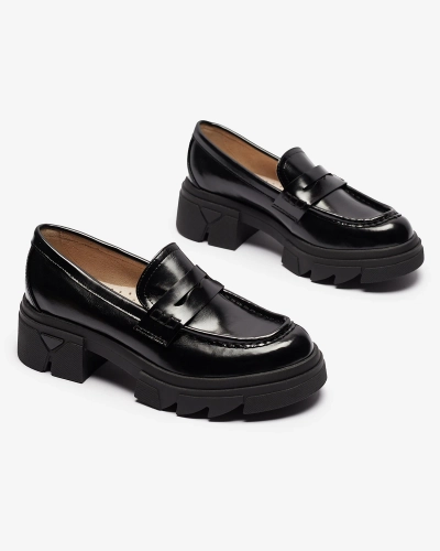Melni sieviešu eko ādas mokasīni Sepop- Footwear