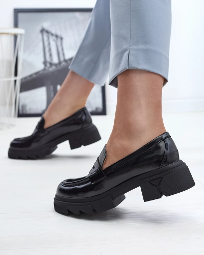 Melni sieviešu eko ādas mokasīni Sepop- Footwear