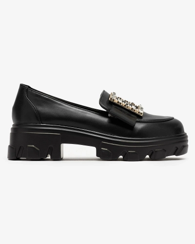 Melni sieviešu mokasīni ar zelta apdari Brial- Footwear