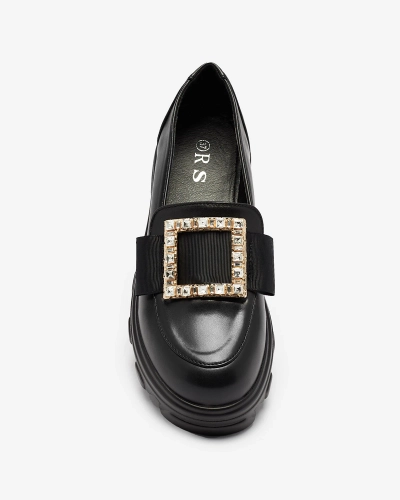 Melni sieviešu mokasīni ar zelta apdari Brial- Footwear