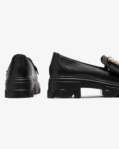 Melni sieviešu mokasīni ar zelta apdari Brial- Footwear